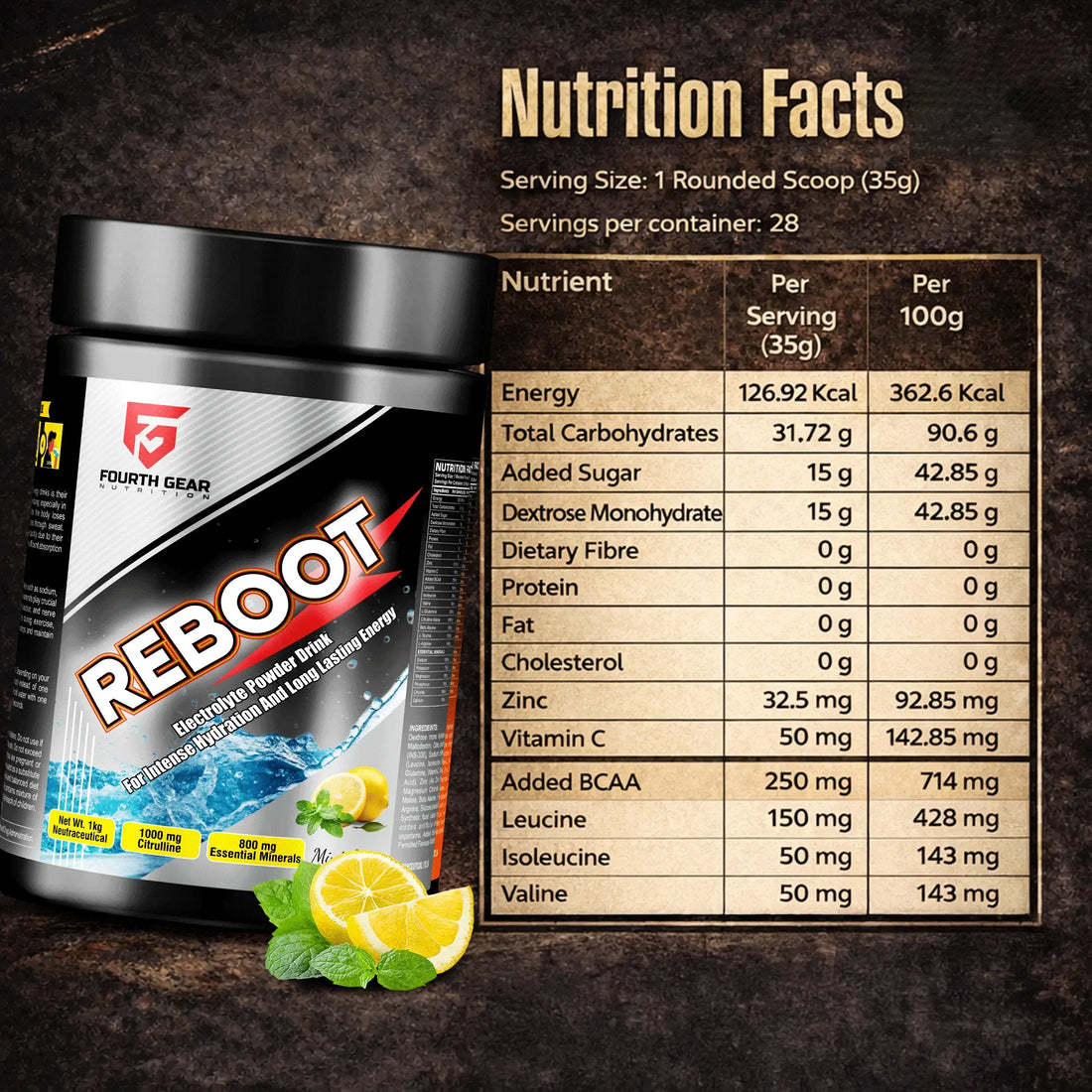 Reboot Electrolyte Power Drink (Mint Lemon Flavour)