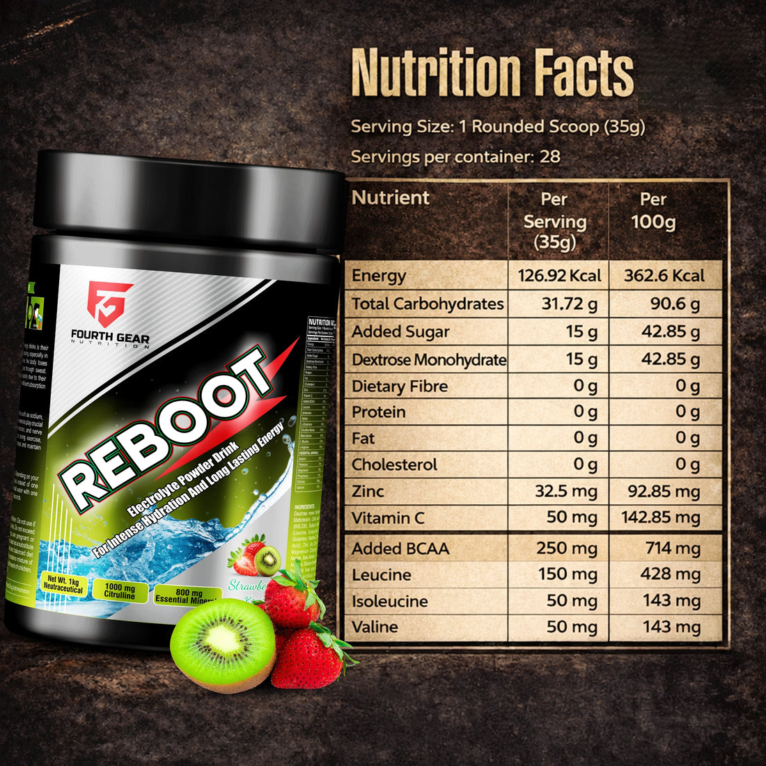 Reboot Electrolyte Power Drink (Strawberry Kiwi Flavour)