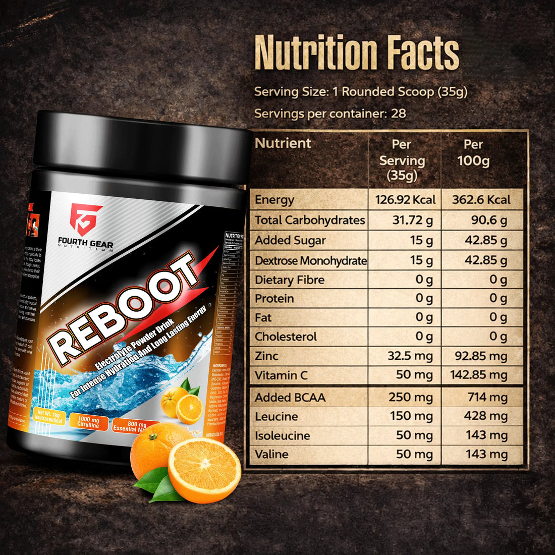 Reboot Electrolyte Power Drink (Tangy Orange Flavour)