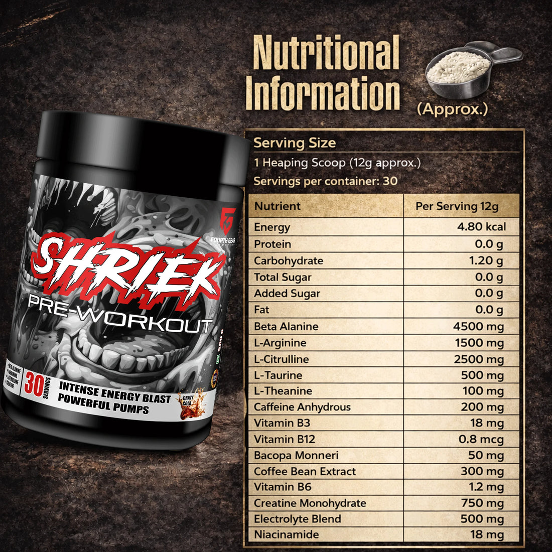 Shriek Pre workout (CRAZY COLA)